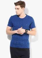 Sisley Blue Printed Round Neck T-Shirt