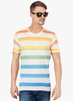 Slub Multicoloured Colored Printed Round Neck T-Shirt