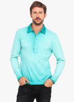 Smokestack Aqua Blue Solid Polo T-Shirt