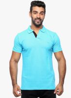 Sports 52 Wear Aqua Blue Solid Polo T-Shirt