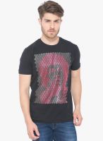 Status Quo Black Printed Round Neck T-Shirt