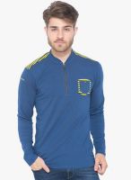 Status Quo Blue Solid Henley T-Shirt