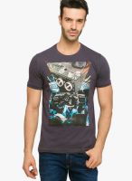 Status Quo Grey Printed Round Neck T-Shirts