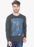 Status Quo Grey Printed Round Neck T-Shirt