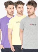 Status Quo Pack Of 3 Multicoloured Solid Round Neck T-Shirt