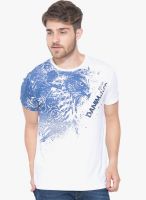 Status Quo White Printed Round Neck T-Shirt