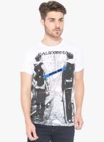 Status Quo White Printed Round Neck T-Shirt