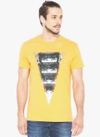 Status Quo Yellow Printed Round Neck T-Shirt