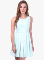 Street 9 Aqua Blue Colored Solid Skater Dress