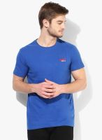 Superdry Blue Solid Round Neck T-Shirt