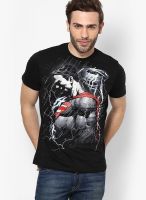 Superman Black Printed Round Neck T-Shirts