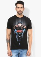 Superman Black Printed Round Neck T-Shirt