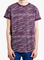 TOPMAN Purple Solid Round Neck T-Shirt