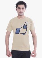 Tantra Beige Printed Round Neck T-Shirt