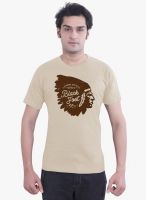 Tantra Beige Printed Round Neck T-Shirt