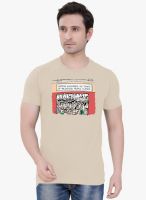 Tantra Beige Printed Round Neck T-Shirt