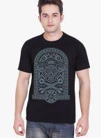 Tantra Black Printed Round Neck T-Shirts