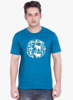 Tantra Blue Printed Round Neck T-Shirt