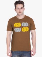 Tantra Brown Printed Round Neck T-Shirt