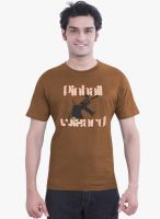 Tantra Brown Printed Round Neck T-Shirt