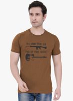 Tantra Brown Printed Round Neck T-Shirt