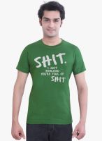 Tantra Green Printed Round Neck T-Shirts