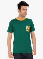 Tantra Green Printed Round Neck T-Shirt