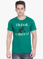 Tantra Green Printed Round Neck T-Shirt