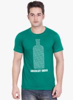 Tantra Green Printed Round Neck T-Shirt