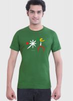 Tantra Olive Printed Round Neck T-Shirts