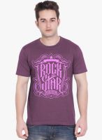 Tantra Purple Printed Round Neck T-Shirts