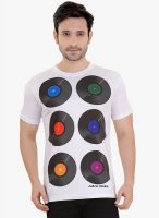 Tantra White Printed Round Neck T-Shirt