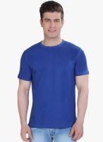The Cotton Company Blue Solid Round Neck T-Shirt