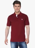 The Cotton Company Maroon Solid Polo T-Shirt
