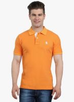 The Cotton Company Orange Solid Polo T-Shirt