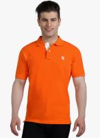 The Cotton Company Orange Solid Polo T-Shirt