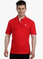 The Cotton Company Red Solid Polo T-Shirt