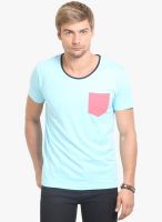 Thisrupt Blue Solid Round Neck T-Shirt