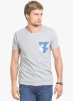 Thisrupt Grey Solid Round Neck T-Shirt