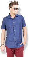 Thisrupt Men's Self Design Casual Blue Shirt