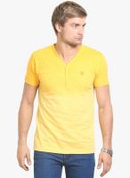 Thisrupt Yellow Solid Henley T-Shirt