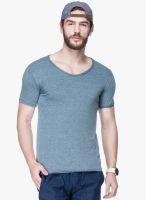 Tinted Blue Solid Round Neck T-Shirt
