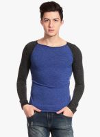 Tinted Blue Solid Round Neck T-Shirt