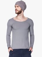 Tinted Blue Solid Round Neck T-Shirt