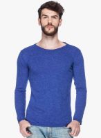 Tinted Blue Solid Round Neck T-Shirt