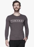 Tinted Grey Solid Round Neck T-Shirt