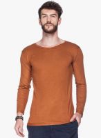 Tinted Rust Solid Round Neck T-Shirt