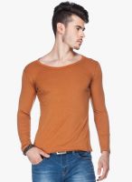 Tinted Rust Solid Round Neck T-Shirt