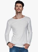 Tinted White Solid Round Neck T-Shirt