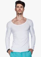 Tinted White Solid Round Neck T-Shirt